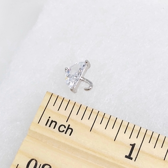 Sterling Silver Tiny Umbrella CZ Stud Earrings - Picture 3 of 4